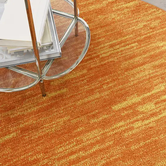 4' Orange Round Indoor Outdoor Area Rug Photo 6