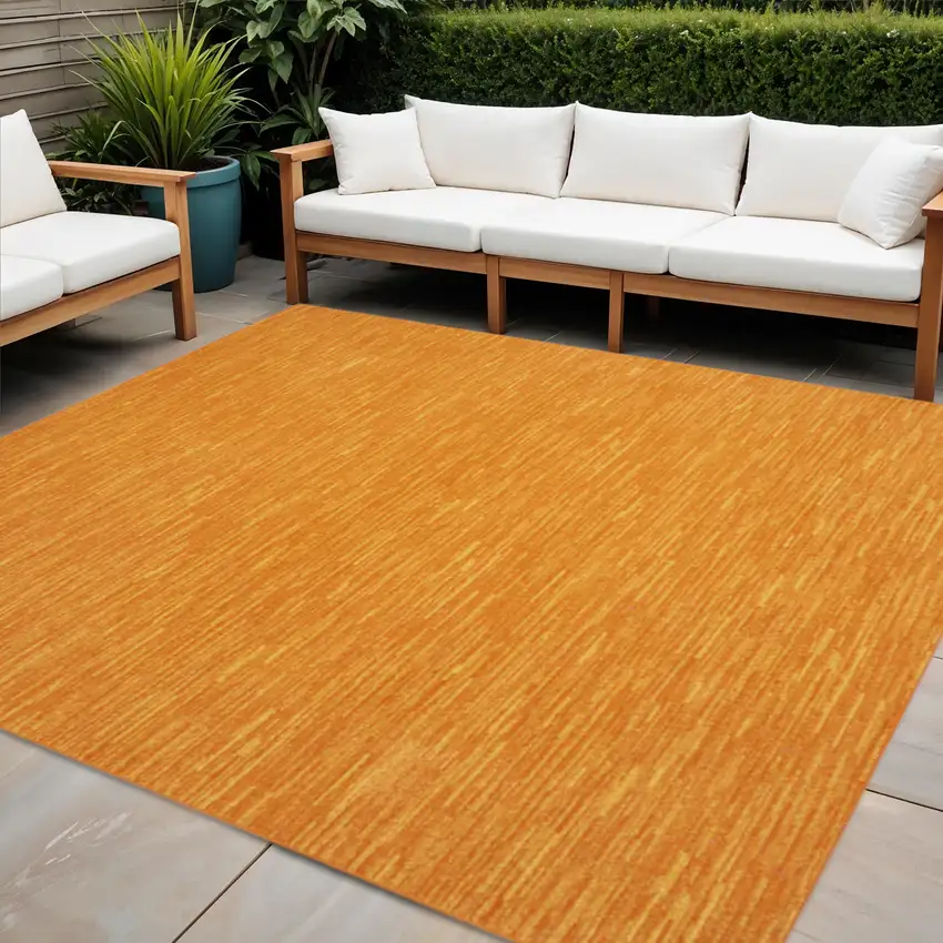 7' Orange Square Indoor Outdoor Area Rug Photo 2