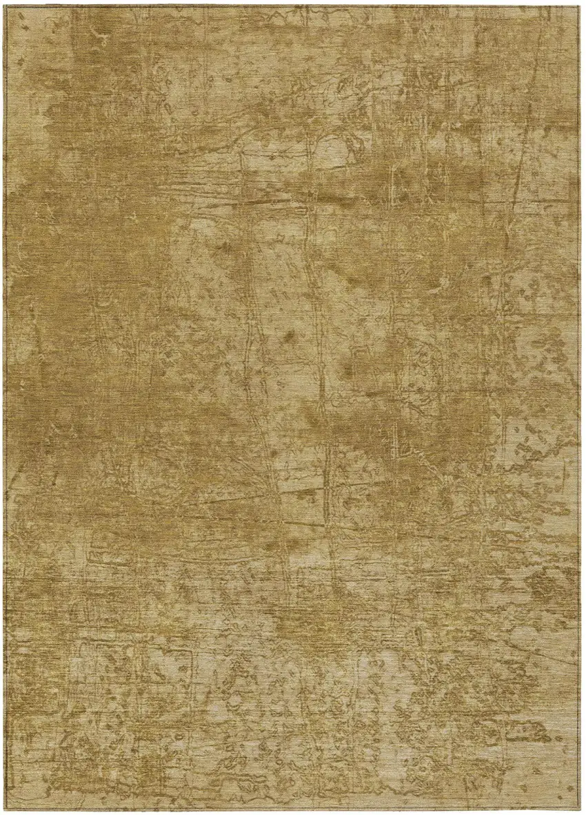 Tan Abstract Washable Non Skid Indoor Outdoor Area Rug Photo 2