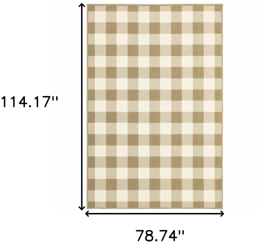 6' X 9' Tan Geometric Stain Resistant Indoor Outdoor Area Rug Photo 6