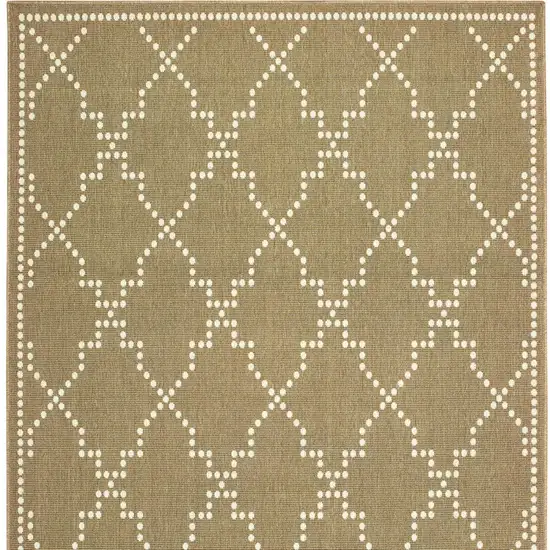 Tan Geometric Stain Resistant Indoor Outdoor Area Rug Photo 4