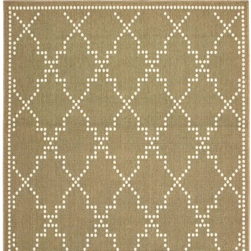 Tan Geometric Stain Resistant Indoor Outdoor Area Rug Photo 4