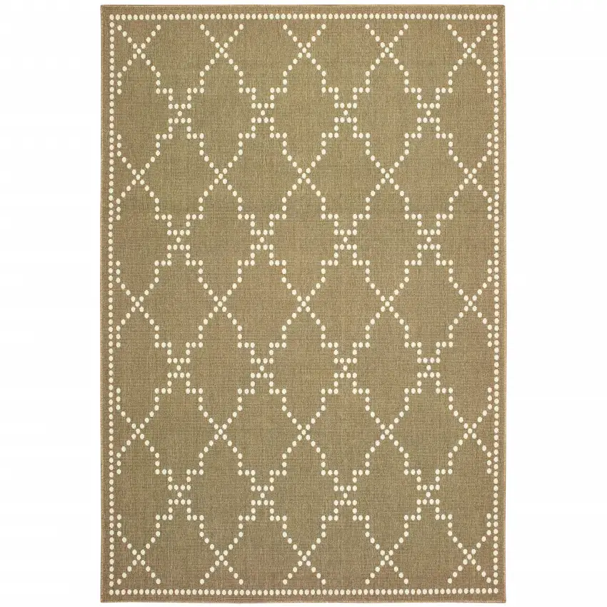 6' X 9' Tan Geometric Stain Resistant Indoor Outdoor Area Rug Photo 1