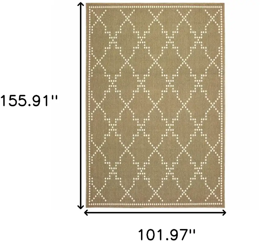 9' X 13' Tan Geometric Stain Resistant Indoor Outdoor Area Rug Photo 5