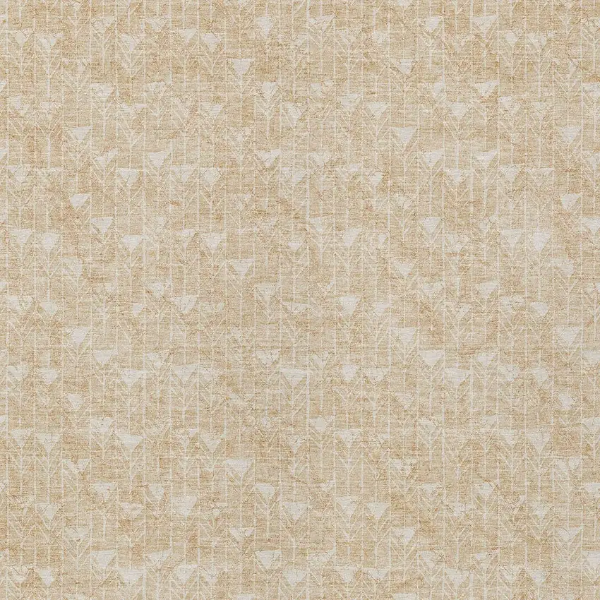 Tan Geometric Washable Non Skid Indoor Outdoor Area Rug Photo 6