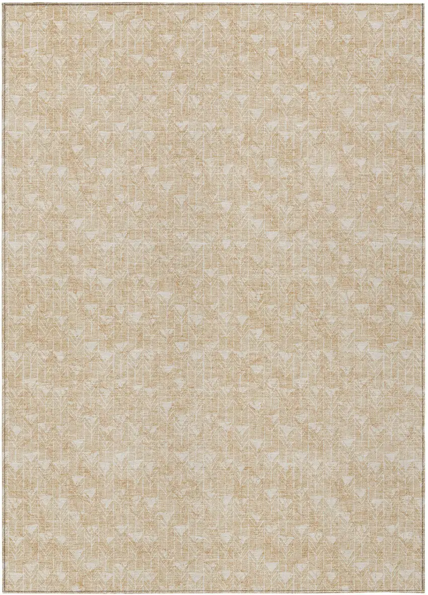 Tan Geometric Washable Non Skid Indoor Outdoor Area Rug Photo 2
