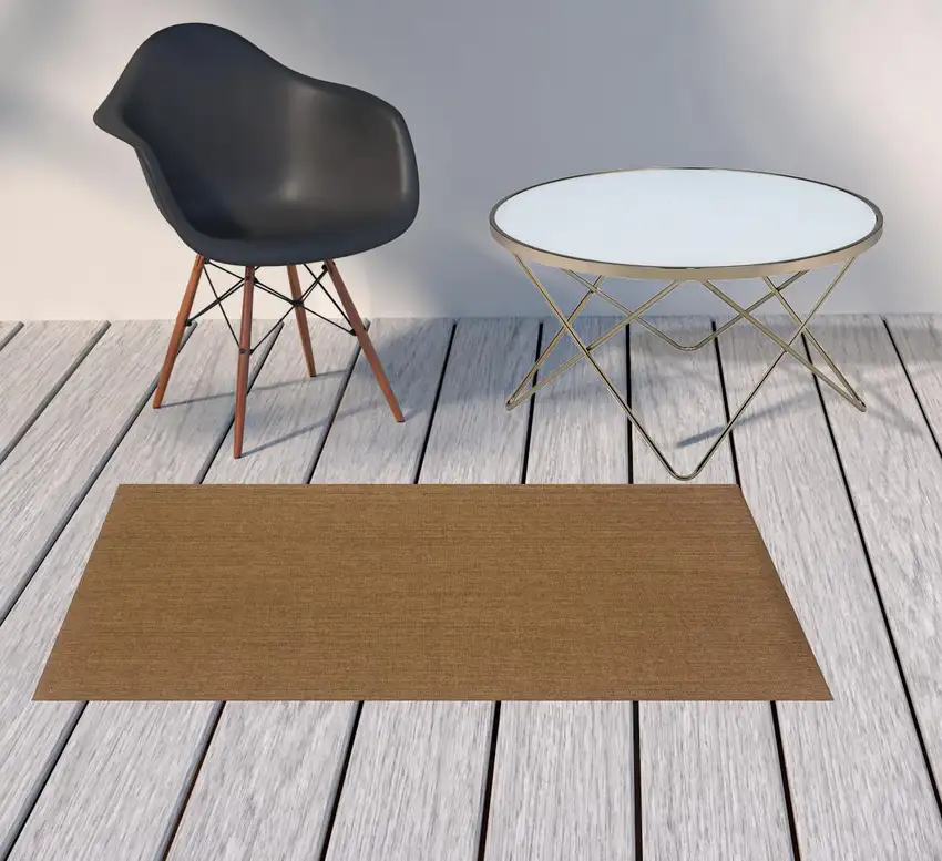 3' X 5' Tan Stain Resistant Indoor Outdoor Area Rug Photo 2