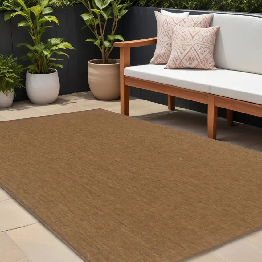 Tan Stain Resistant Indoor Outdoor Area Rug Photo 1