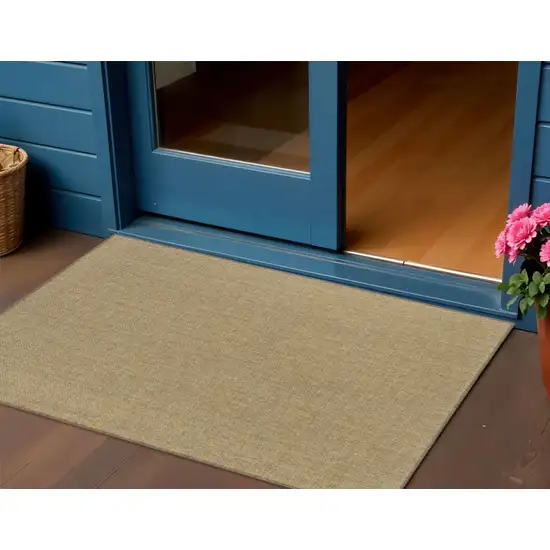 Tan Stain Resistant Indoor Outdoor Area Rug Photo 1