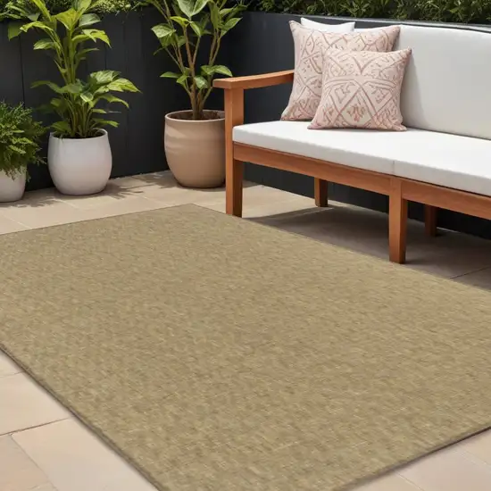 Tan Stain Resistant Indoor Outdoor Area Rug Photo 1