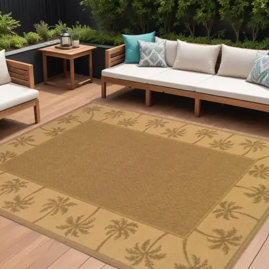 Tan Stain Resistant Indoor Outdoor Area Rug Photo 1