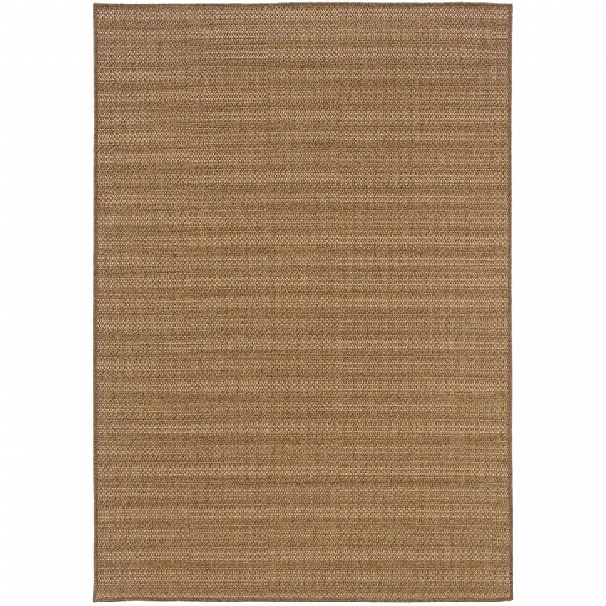 6' X 9' Tan Striped Stain Resistant Indoor Outdoor Area Rug Photo 1