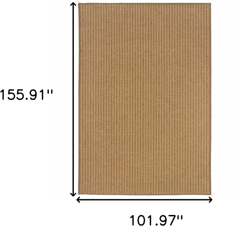 9' X 13' Tan Striped Stain Resistant Indoor Outdoor Area Rug Photo 6