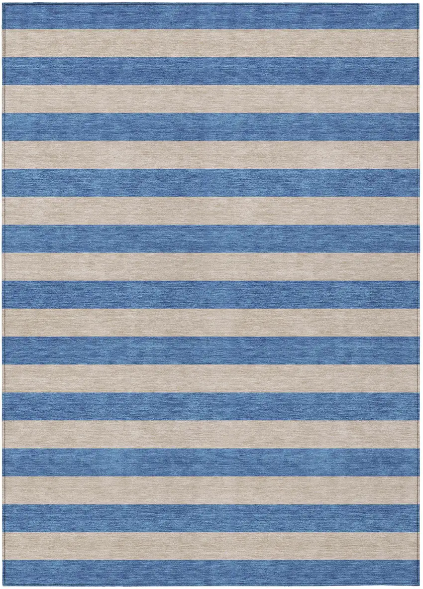 Tan Striped Washable Non Skid Indoor Outdoor Area Rug Photo 2