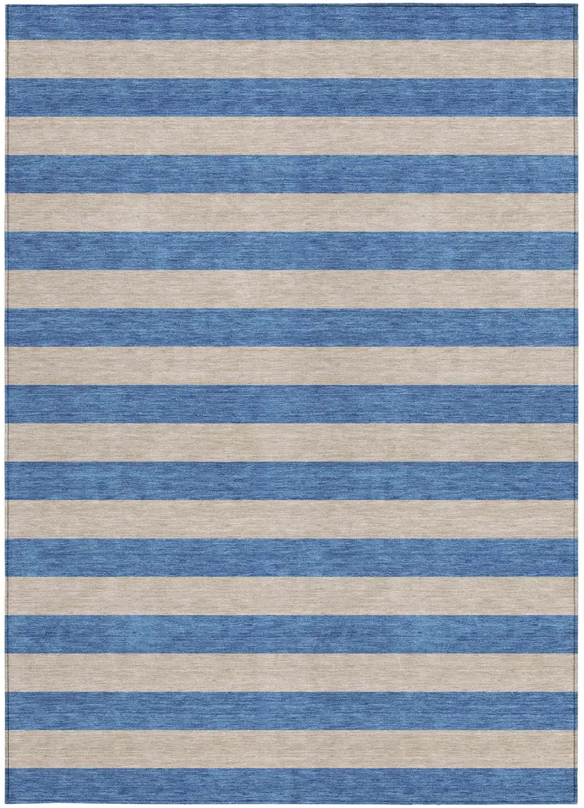 Tan Striped Washable Non Skid Indoor Outdoor Area Rug Photo 5