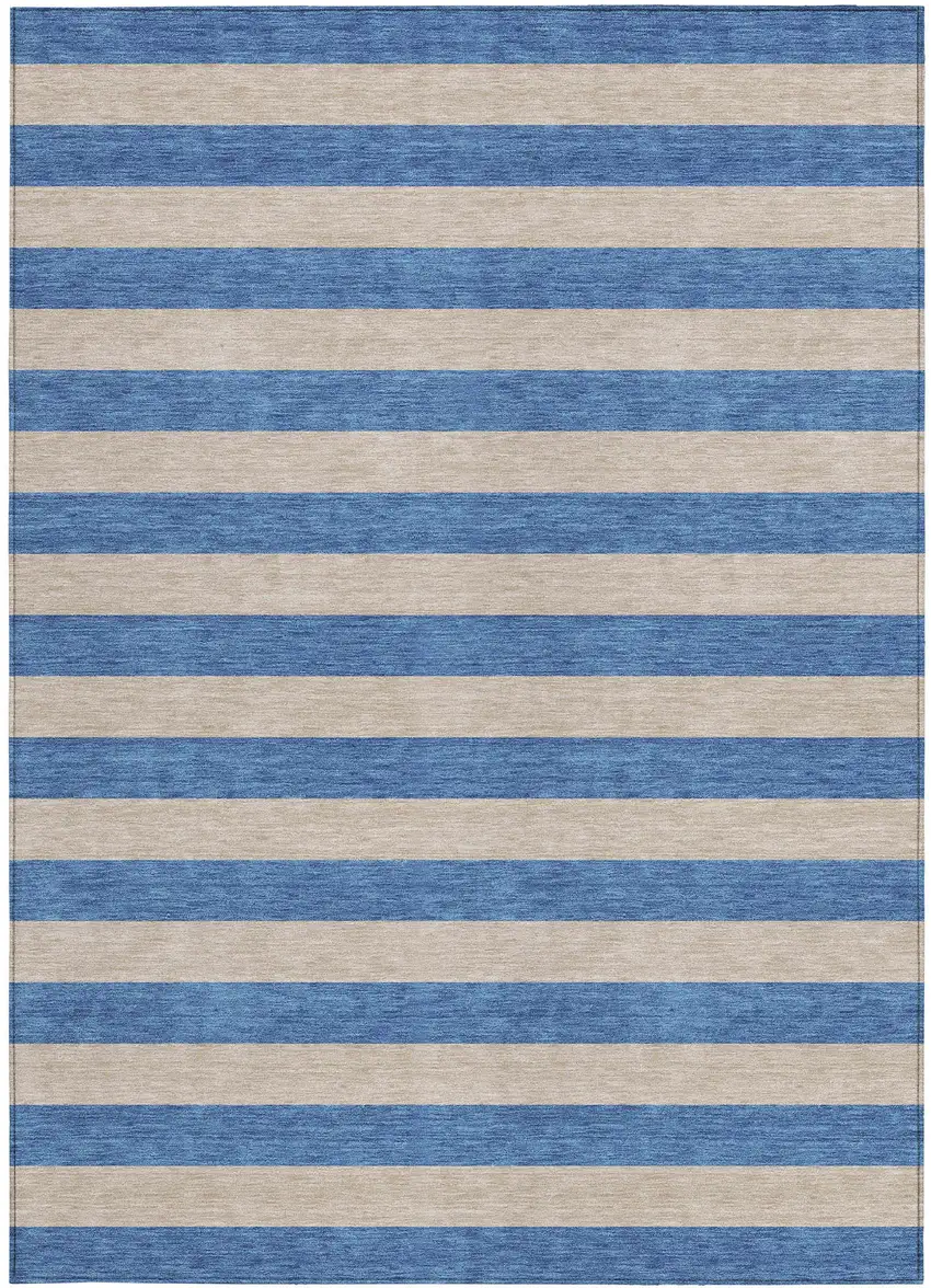 Tan Striped Washable Non Skid Indoor Outdoor Area Rug Photo 4