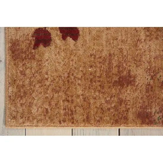5' X 8' Tan and Red Botanical Leaves Power Loom Area Rug Photo 9