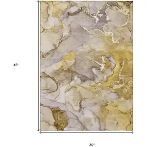 Photo of 3' X 4' Taupe Abstract Washable Non Skid Indoor Outdoor Area Rug
