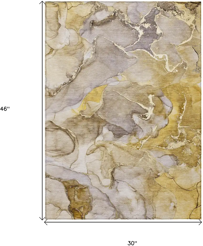 3' X 4' Taupe Abstract Washable Non Skid Indoor Outdoor Area Rug Photo 3
