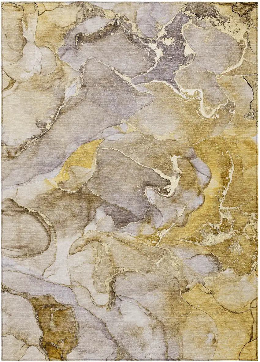 3' X 4' Taupe Abstract Washable Non Skid Indoor Outdoor Area Rug Photo 2