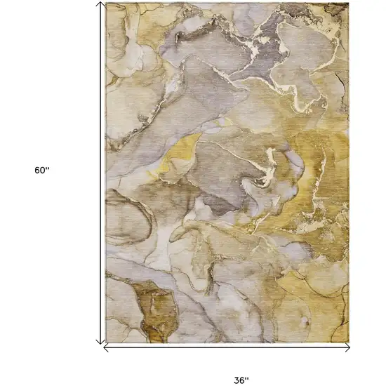 3' X 5' Taupe Abstract Washable Non Skid Indoor Outdoor Area Rug Photo 3