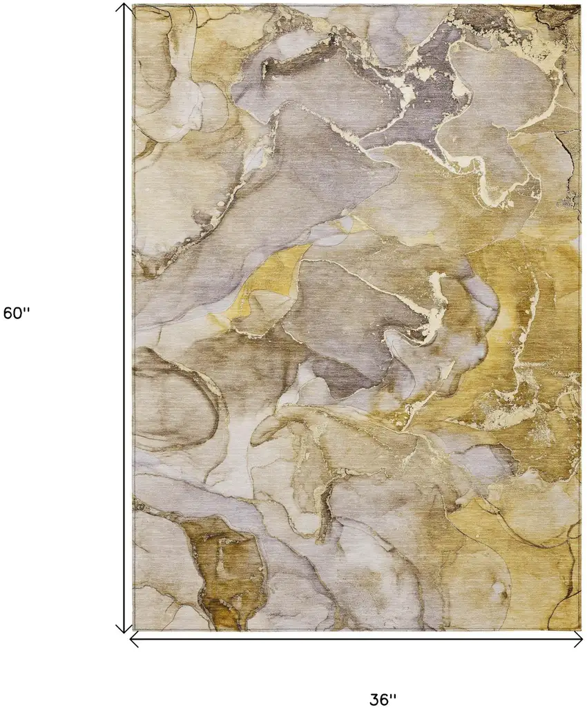 3' X 5' Taupe Abstract Washable Non Skid Indoor Outdoor Area Rug Photo 3