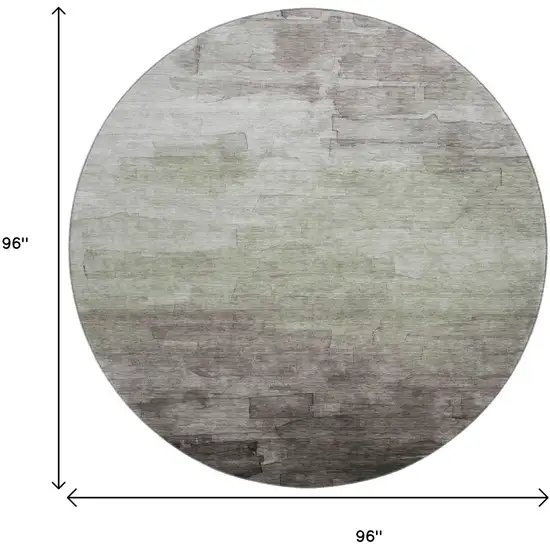 8' X 8' Taupe And Beige Striped Washable Round Rug With UV Protection Photo 9