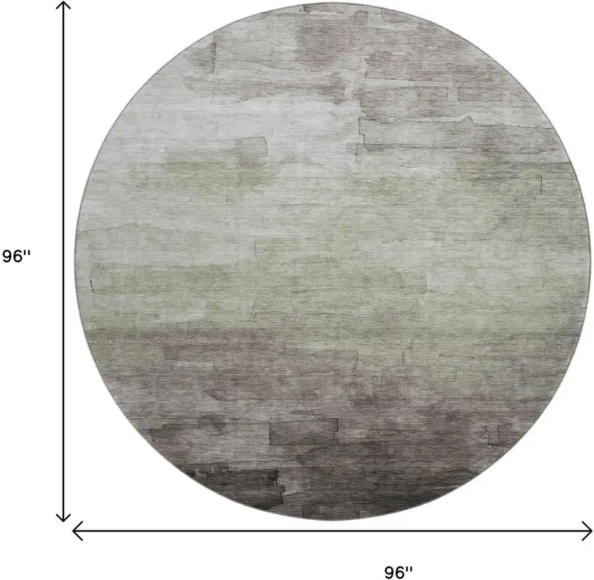 8' X 8' Taupe And Beige Striped Washable Round Rug With UV Protection Photo 9