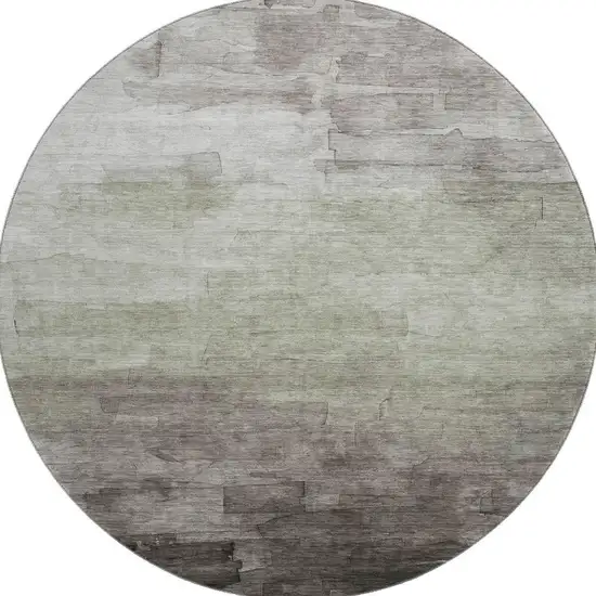 8' X 8' Taupe And Beige Striped Washable Round Rug With UV Protection Photo 2