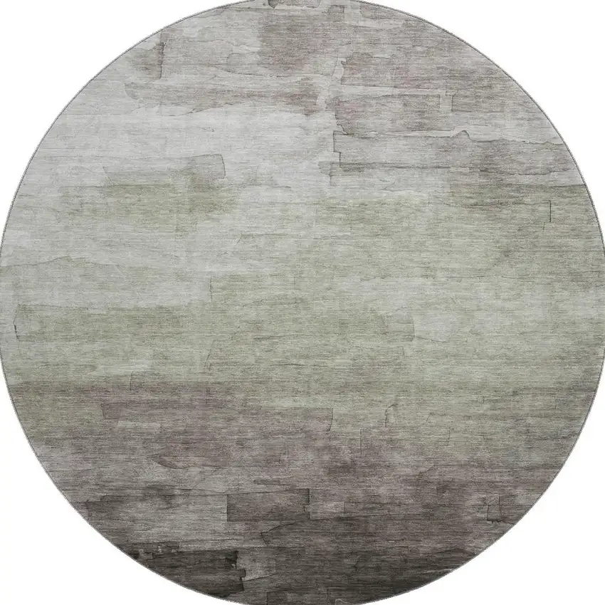 8' X 8' Taupe And Beige Striped Washable Round Rug With UV Protection Photo 2