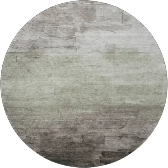 8' X 8' Taupe And Beige Striped Washable Round Rug With UV Protection Photo 3