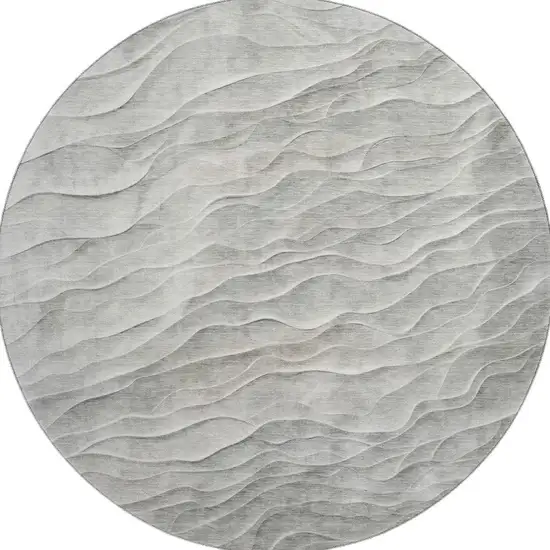 8' X 8' Taupe And Ivory Abstract Washable Round Rug With UV Protection Photo 3