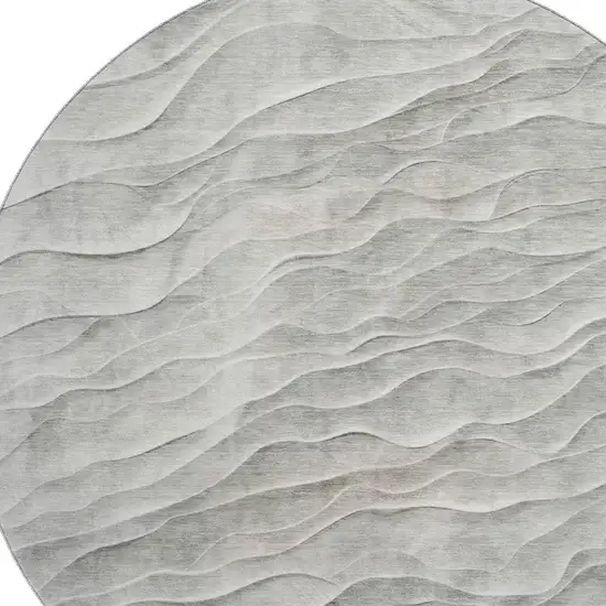 8' X 8' Taupe And Ivory Abstract Washable Round Rug With UV Protection Photo 2