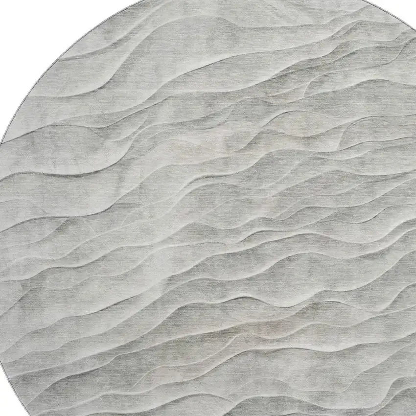 8' X 8' Taupe And Ivory Abstract Washable Round Rug With UV Protection Photo 2