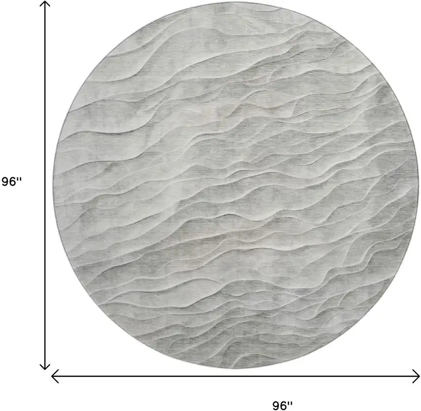 8' X 8' Taupe And Ivory Abstract Washable Round Rug With UV Protection Photo 9