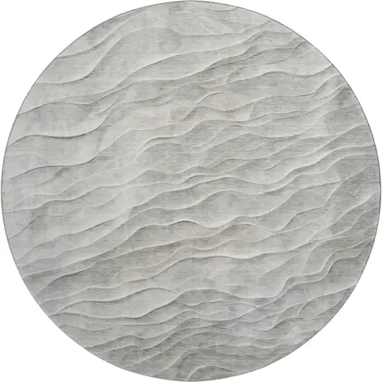 8' X 8' Taupe And Ivory Abstract Washable Round Rug With UV Protection Photo 1