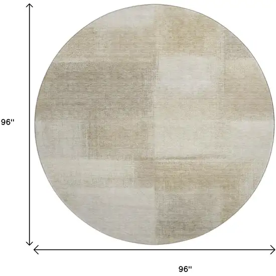 8' X 8' Taupe And Ivory Geometric Washable Round Rug With UV Protection Photo 9