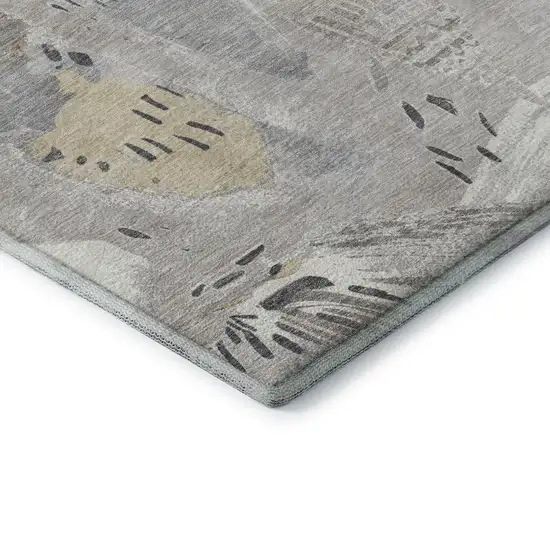 8' X 8' Taupe Beige And Gray Geometric Washable Round Rug With UV Protection Photo 6