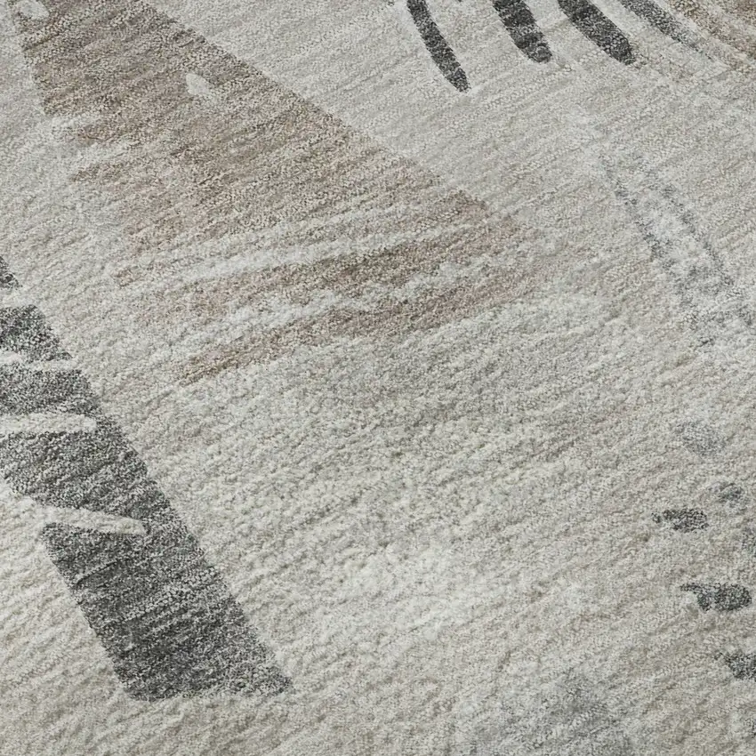 8' X 8' Taupe Beige And Gray Geometric Washable Round Rug With UV Protection Photo 8