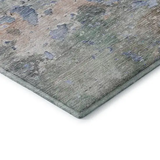 8' X 8' Taupe Blue And Gray Abstract Washable Round Rug With UV Protection Photo 5
