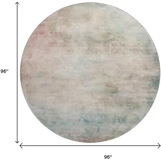 8' X 8' Taupe Blush And Teal Abstract Washable Round Rug With UV Protection Photo 9