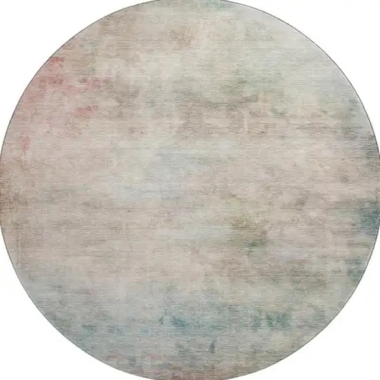 8' X 8' Taupe Blush And Teal Abstract Washable Round Rug With UV Protection Photo 3