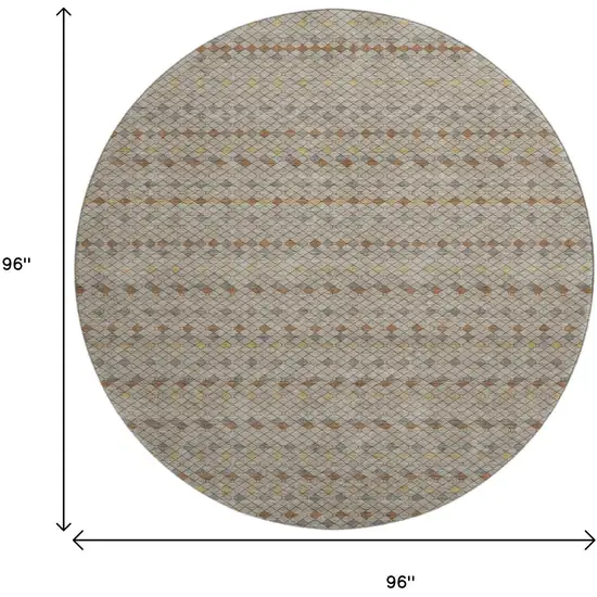 8' X 8' Taupe Copper And Gold Striped Washable Round Rug With UV Protection Photo 9
