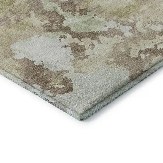 8' X 8' Taupe Ivory And Beige Abstract Washable Round Rug With UV Protection Photo 6