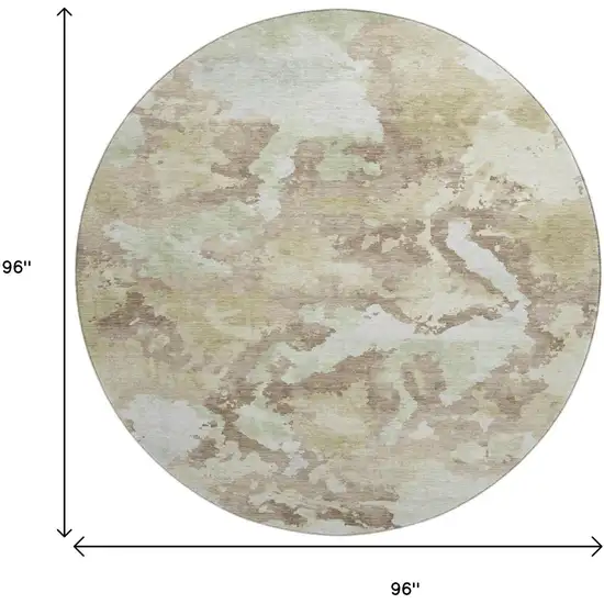 8' X 8' Taupe Ivory And Beige Abstract Washable Round Rug With UV Protection Photo 9