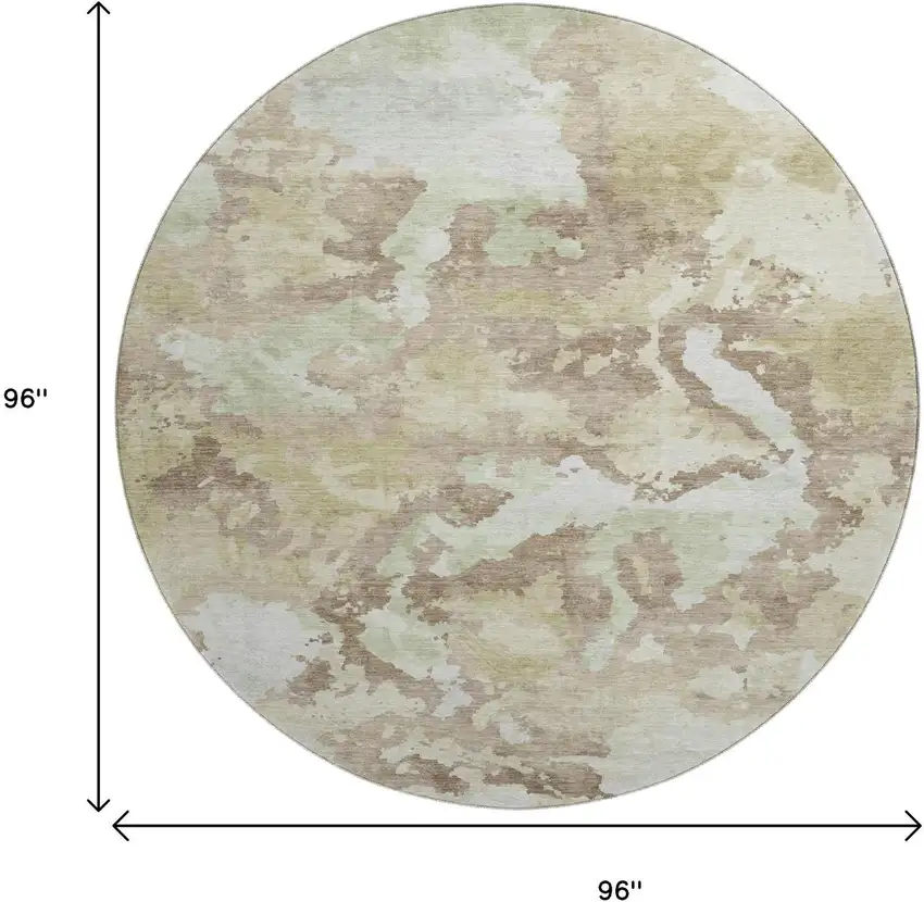 8' X 8' Taupe Ivory And Beige Abstract Washable Round Rug With UV Protection Photo 9