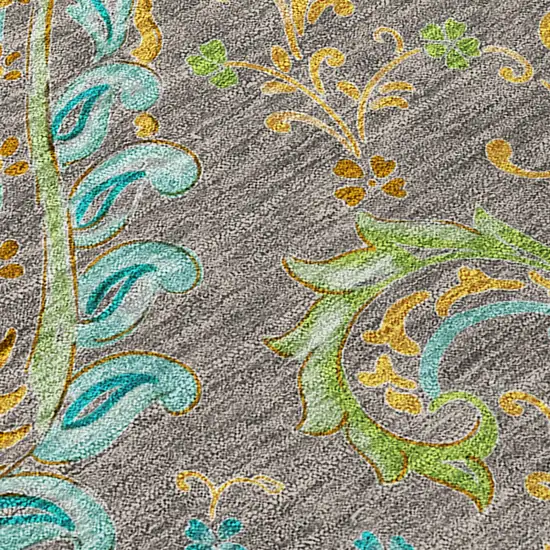 Taupe Paisley Washable Non Skid Indoor Outdoor Area Rug Photo 7