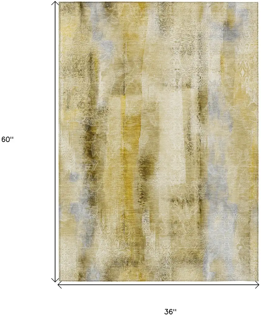 3' X 5' Taupe Washable Non Skid Indoor Outdoor Area Rug Photo 3