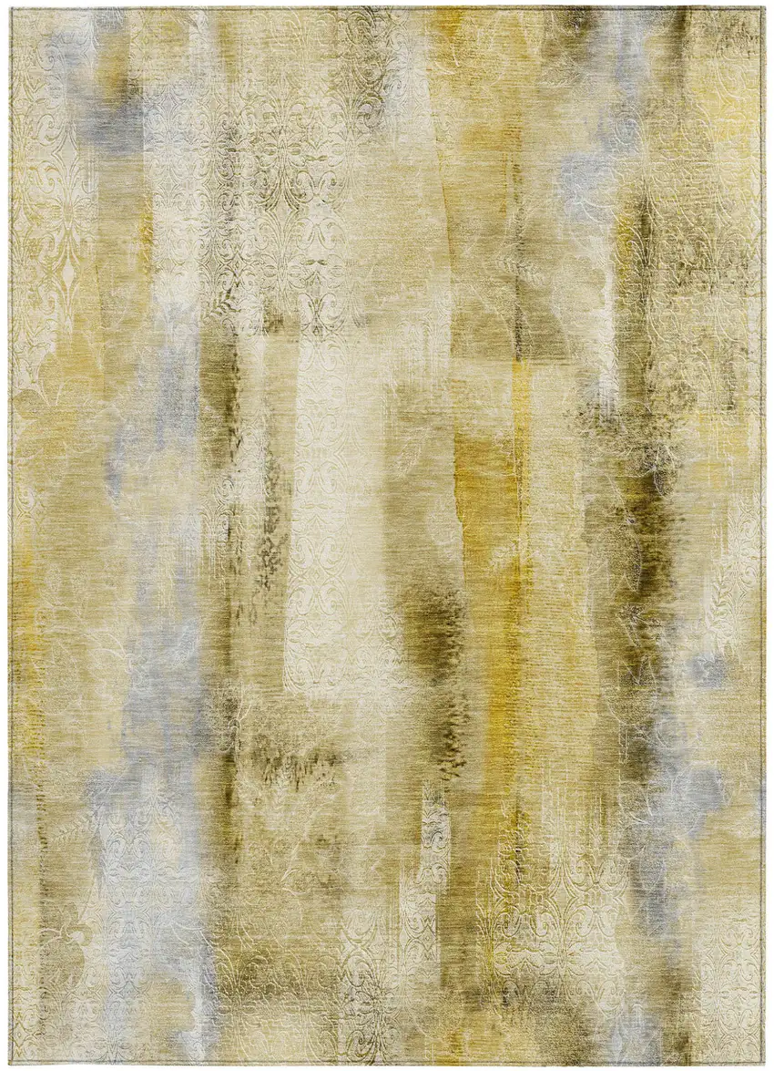 3' X 5' Taupe Washable Non Skid Indoor Outdoor Area Rug Photo 5