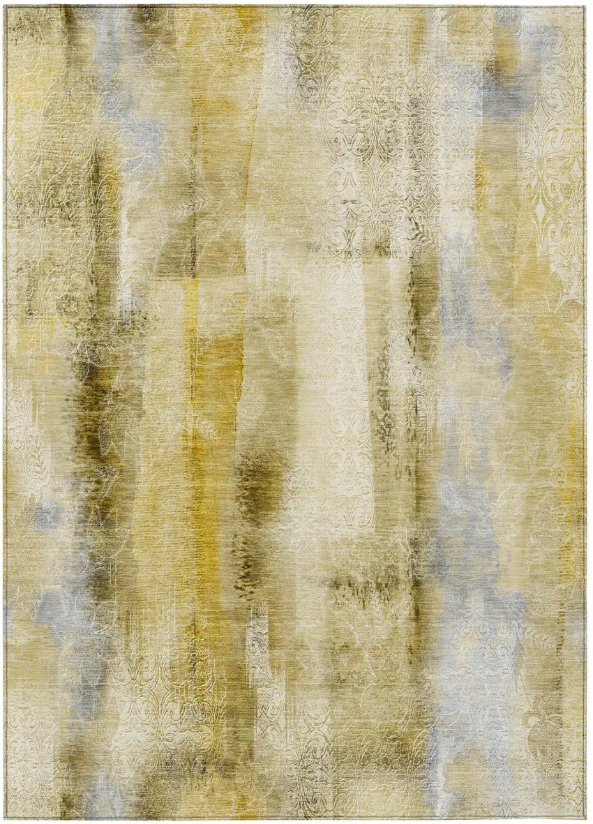 3' X 5' Taupe Washable Non Skid Indoor Outdoor Area Rug Photo 2